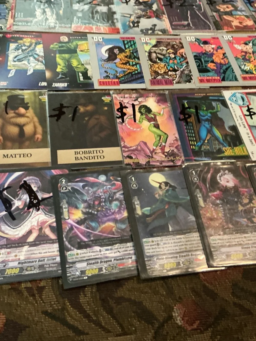 43 Trading Cards of Gundam Dc Marvel silver star MetaZoo cardfight & Brainrot